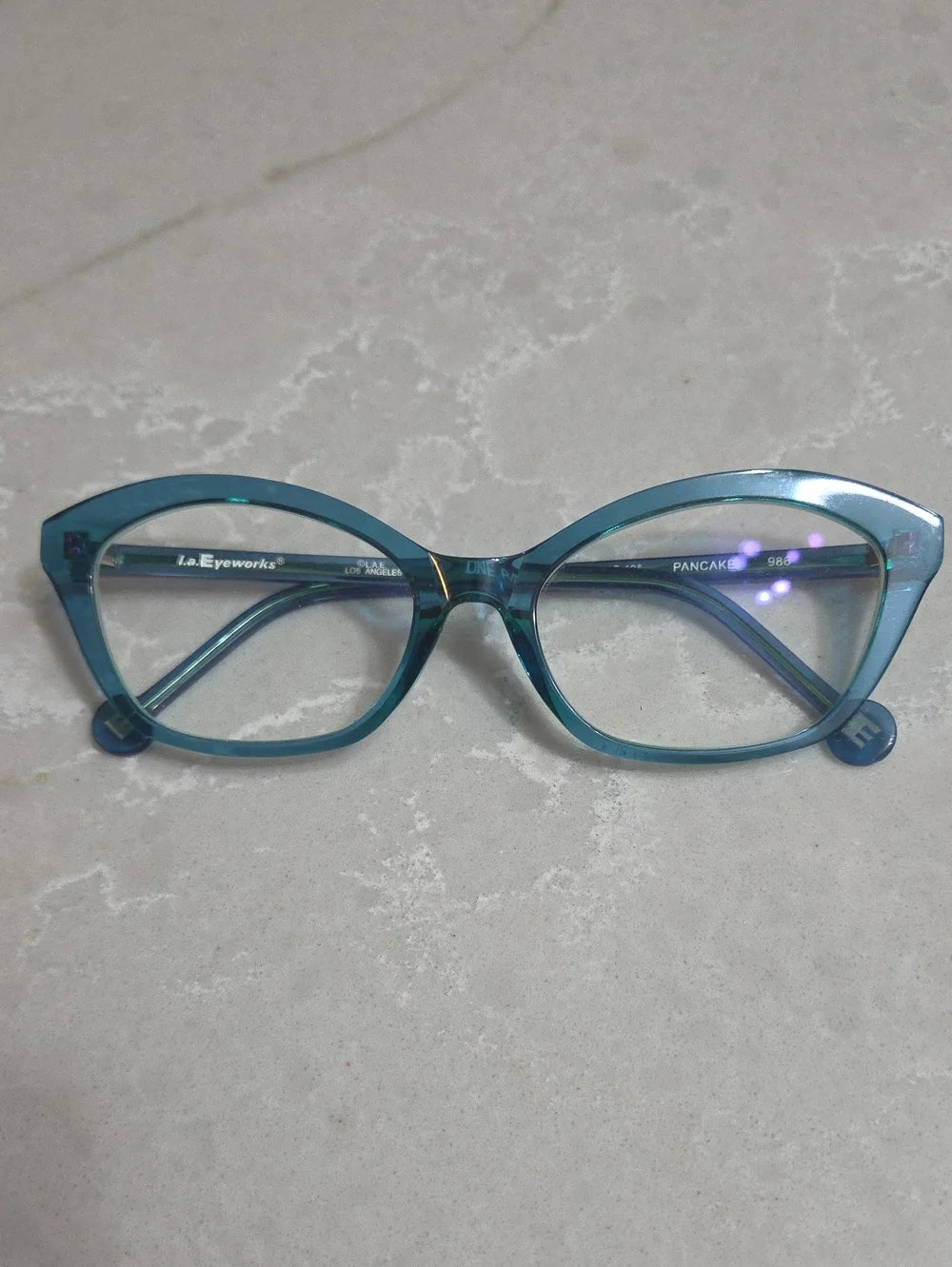 Pancake Teal Cat-Eye Glasses